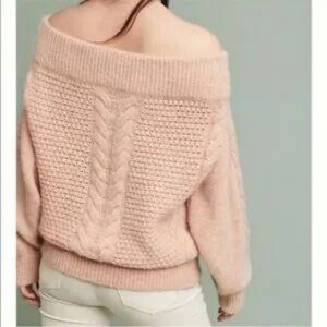 Off-Shoulder Pink Knit Sweater